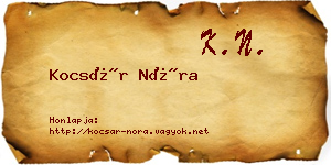 Kocsár Nóra névjegykártya